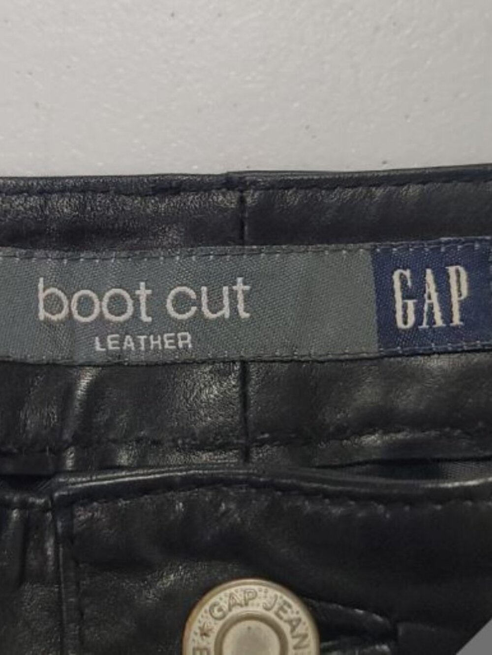 Gap Vintage Y2K 100% Leather Bootcut Pants Small 4 Black Goth Grunge Emo Artsy - Picture 5 of 8